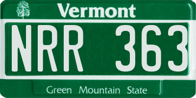 VT license plate NRR363