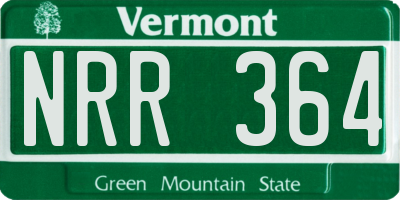 VT license plate NRR364