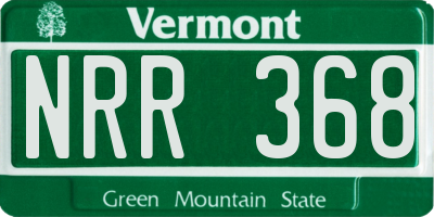 VT license plate NRR368