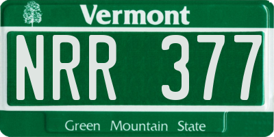 VT license plate NRR377