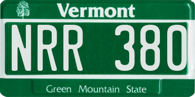 VT license plate NRR380
