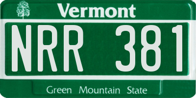 VT license plate NRR381