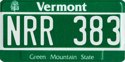VT license plate NRR383