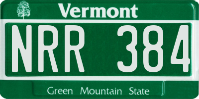 VT license plate NRR384
