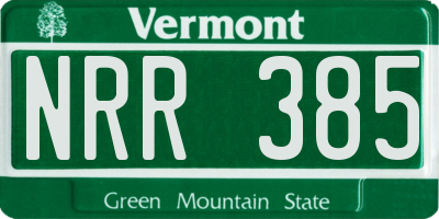 VT license plate NRR385