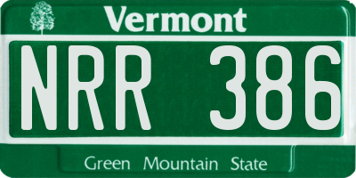 VT license plate NRR386