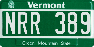 VT license plate NRR389