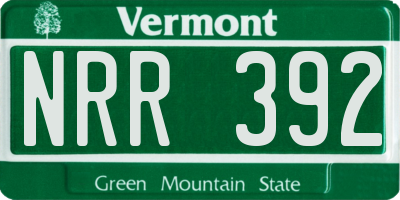 VT license plate NRR392
