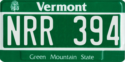 VT license plate NRR394