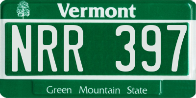 VT license plate NRR397