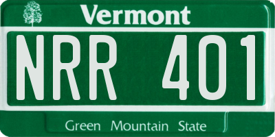 VT license plate NRR401
