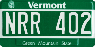 VT license plate NRR402