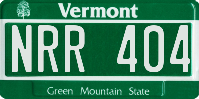 VT license plate NRR404