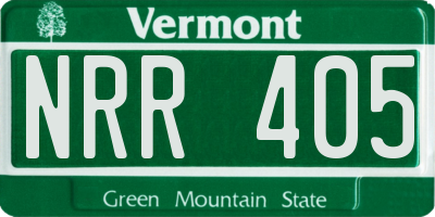 VT license plate NRR405
