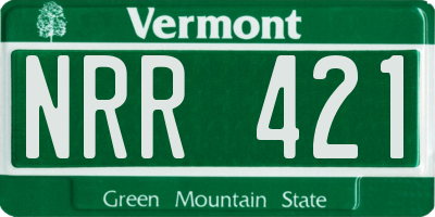 VT license plate NRR421