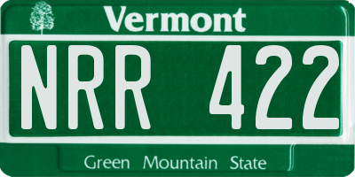 VT license plate NRR422