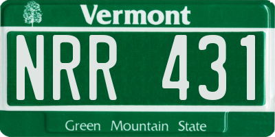 VT license plate NRR431