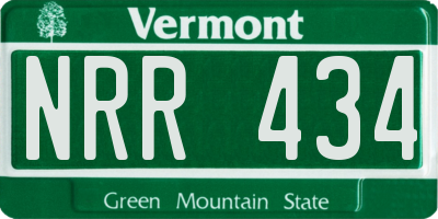 VT license plate NRR434