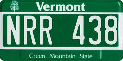 VT license plate NRR438