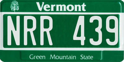 VT license plate NRR439