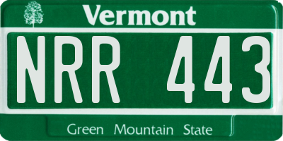 VT license plate NRR443