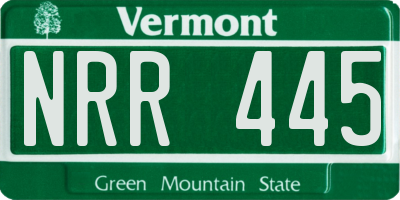 VT license plate NRR445