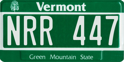 VT license plate NRR447