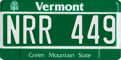 VT license plate NRR449