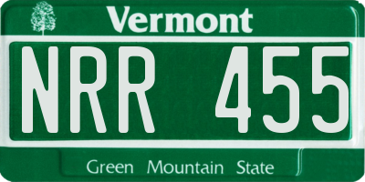 VT license plate NRR455