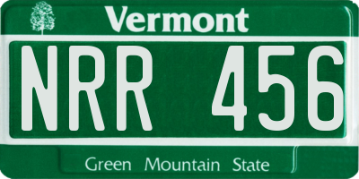 VT license plate NRR456