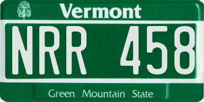 VT license plate NRR458