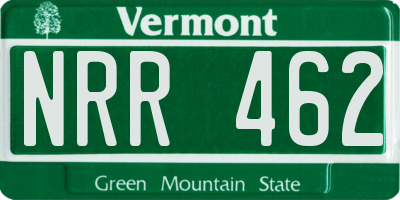 VT license plate NRR462
