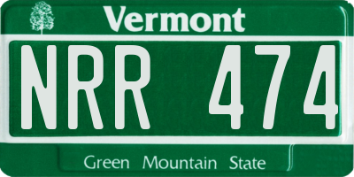 VT license plate NRR474