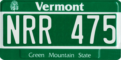 VT license plate NRR475