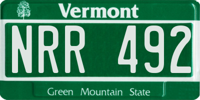 VT license plate NRR492
