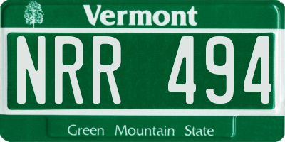 VT license plate NRR494