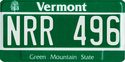 VT license plate NRR496