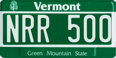 VT license plate NRR500