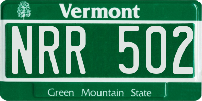 VT license plate NRR502
