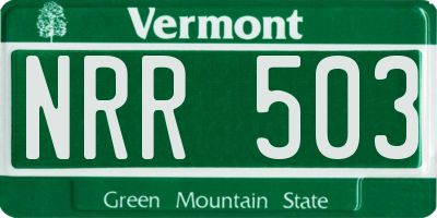 VT license plate NRR503
