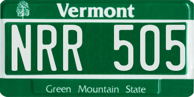 VT license plate NRR505