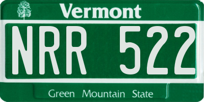 VT license plate NRR522