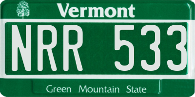 VT license plate NRR533