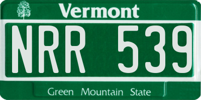 VT license plate NRR539