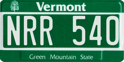 VT license plate NRR540
