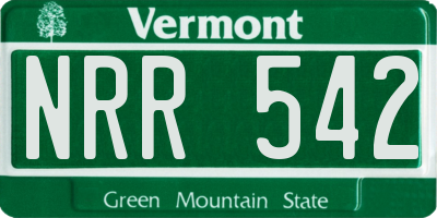 VT license plate NRR542