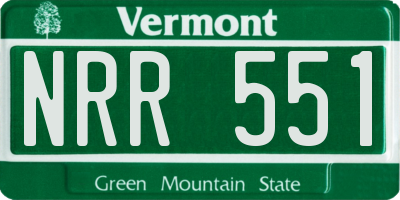VT license plate NRR551