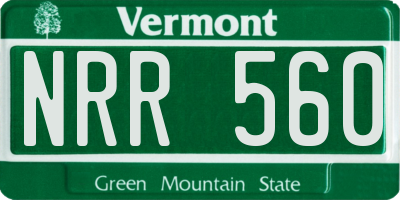 VT license plate NRR560