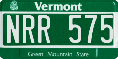 VT license plate NRR575