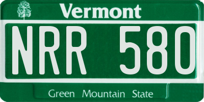 VT license plate NRR580